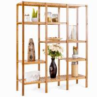 Multi-functional Bamboo Bathroom Shelf Rack Storage Organizer Rack Plant Display Stand Storage Cabinet